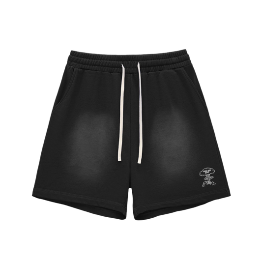 Black Sun Fade Cotton Shorts